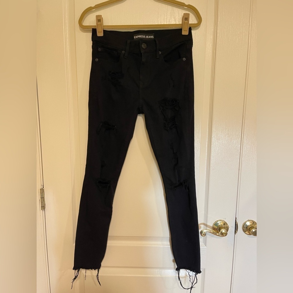 Express jeans black distressed jeans​​​​​​​​
